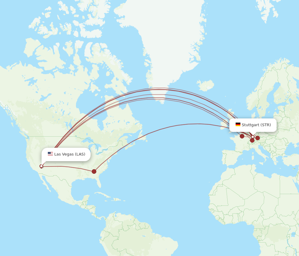 LAS-STR flight routes