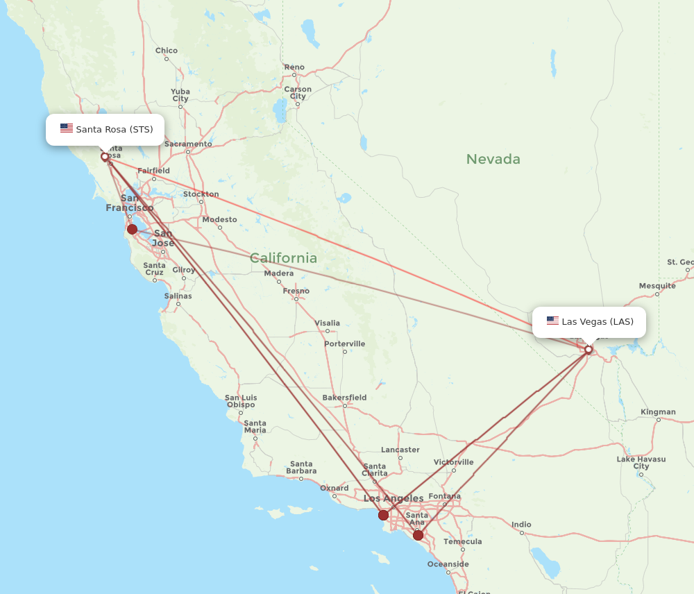 LAS to STS flights and routes map