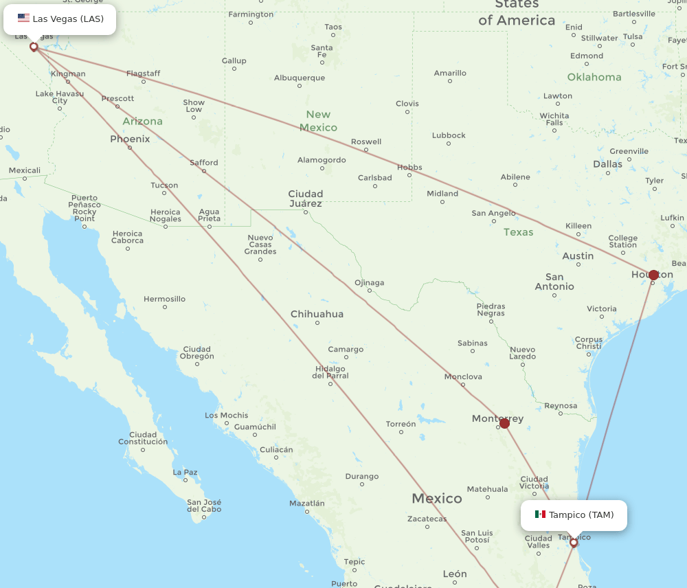 LAS to TAM flights and routes map