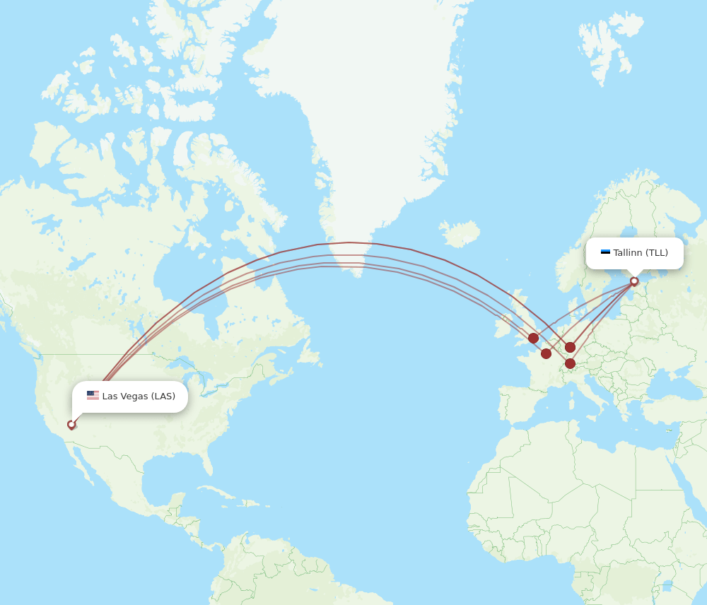 LAS-TLL flight routes