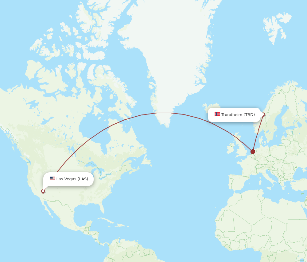 LAS-TRD flight routes