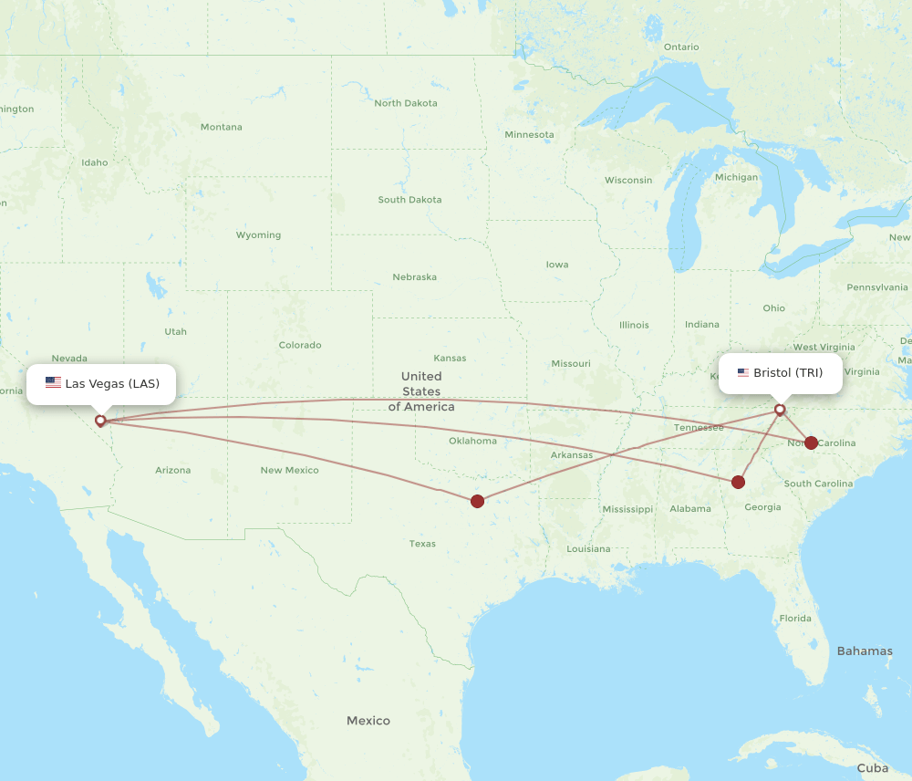 LAS-TRI flight routes