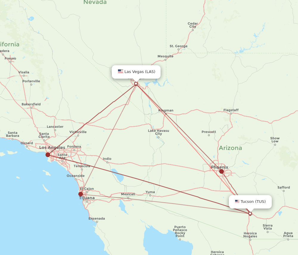 LAS-TUS flight routes