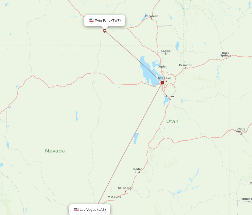 LAS-TWF flight routes