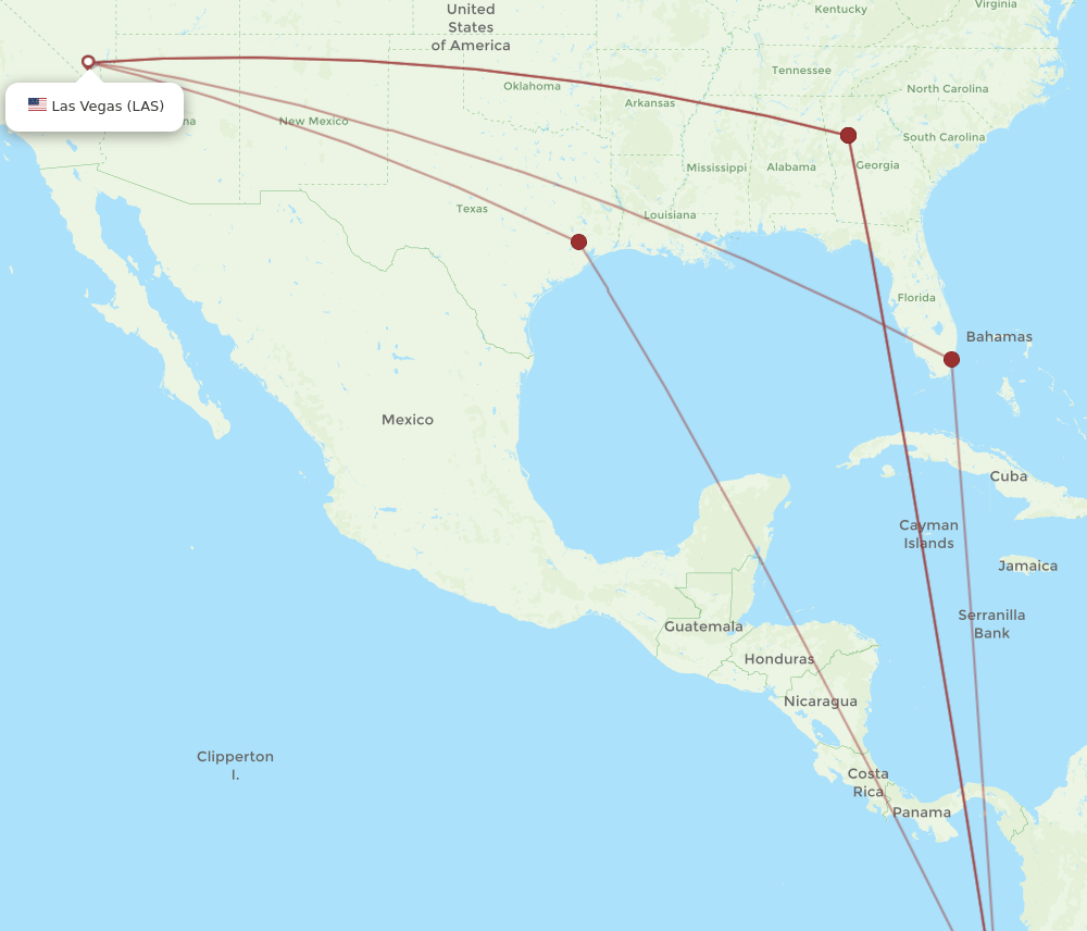 LAS-UIO flight routes