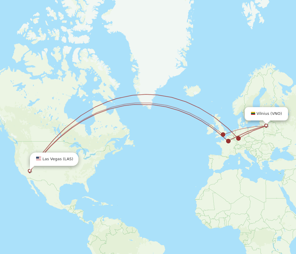 LAS-VNO flight routes