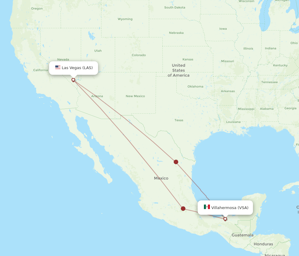 LAS-VSA flight routes
