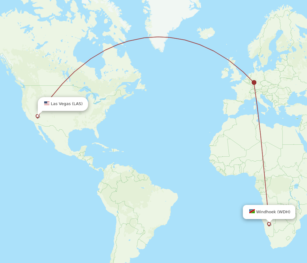 LAS-WDH flight routes
