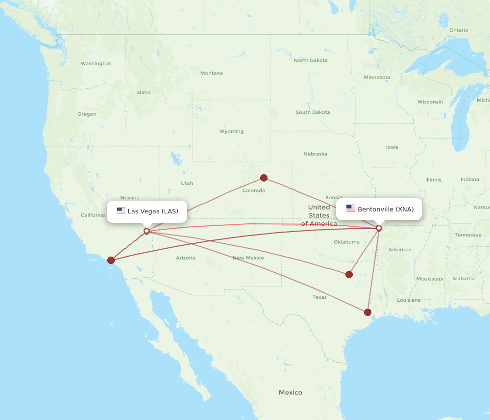 LAS-XNA flight routes
