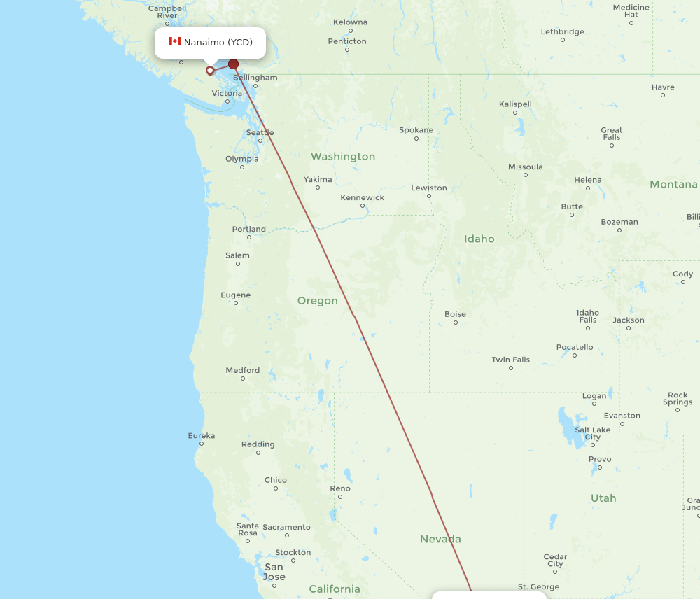 LAS to YCD flights and routes map