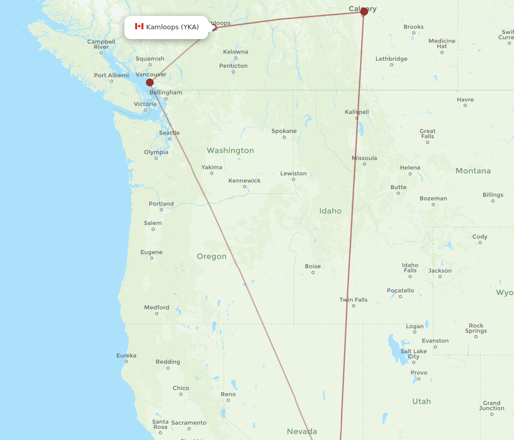 LAS-YKA flight routes