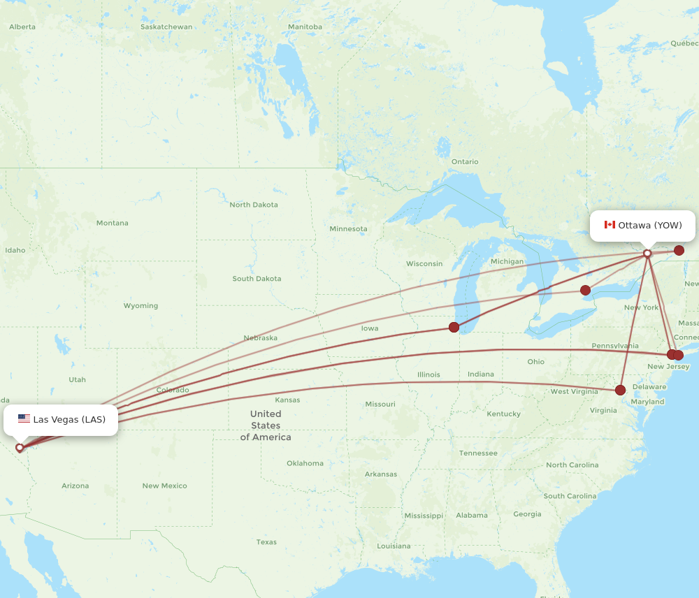 LAS to YOW flights and routes map