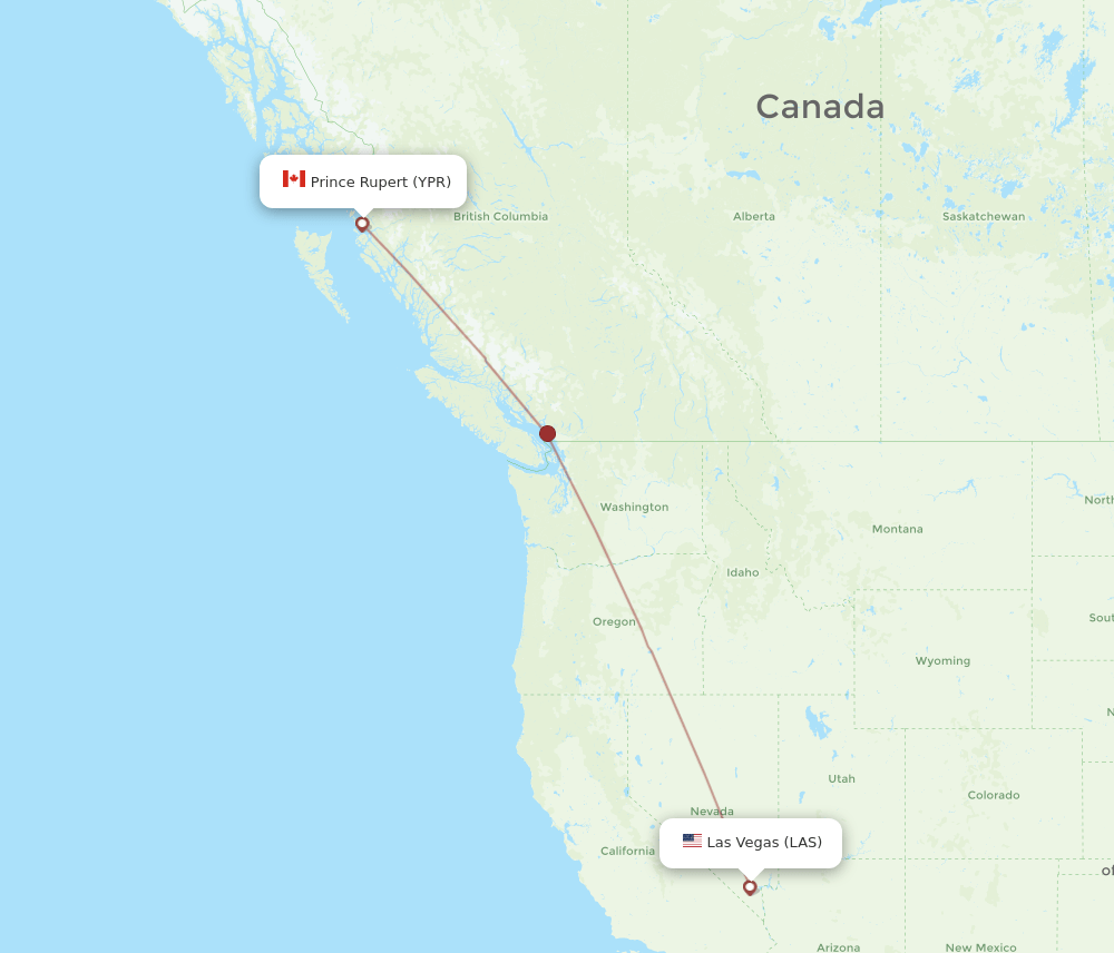 LAS to YPR flights and routes map