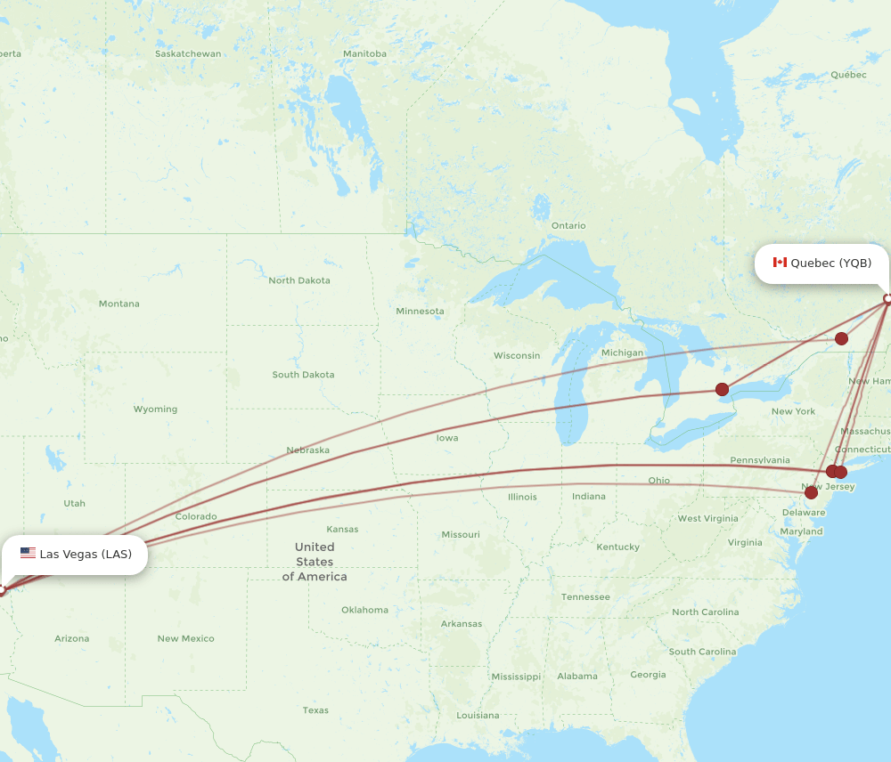 LAS-YQB flight routes