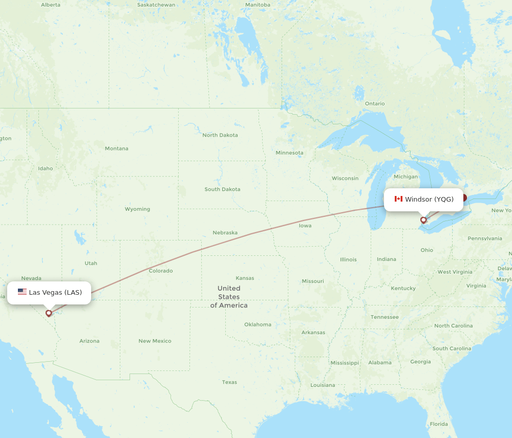 LAS-YQG flight routes