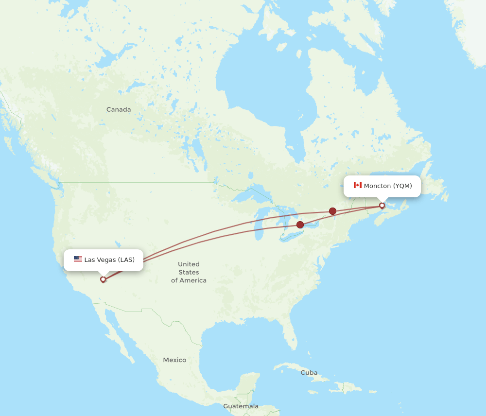 LAS-YQM flight routes