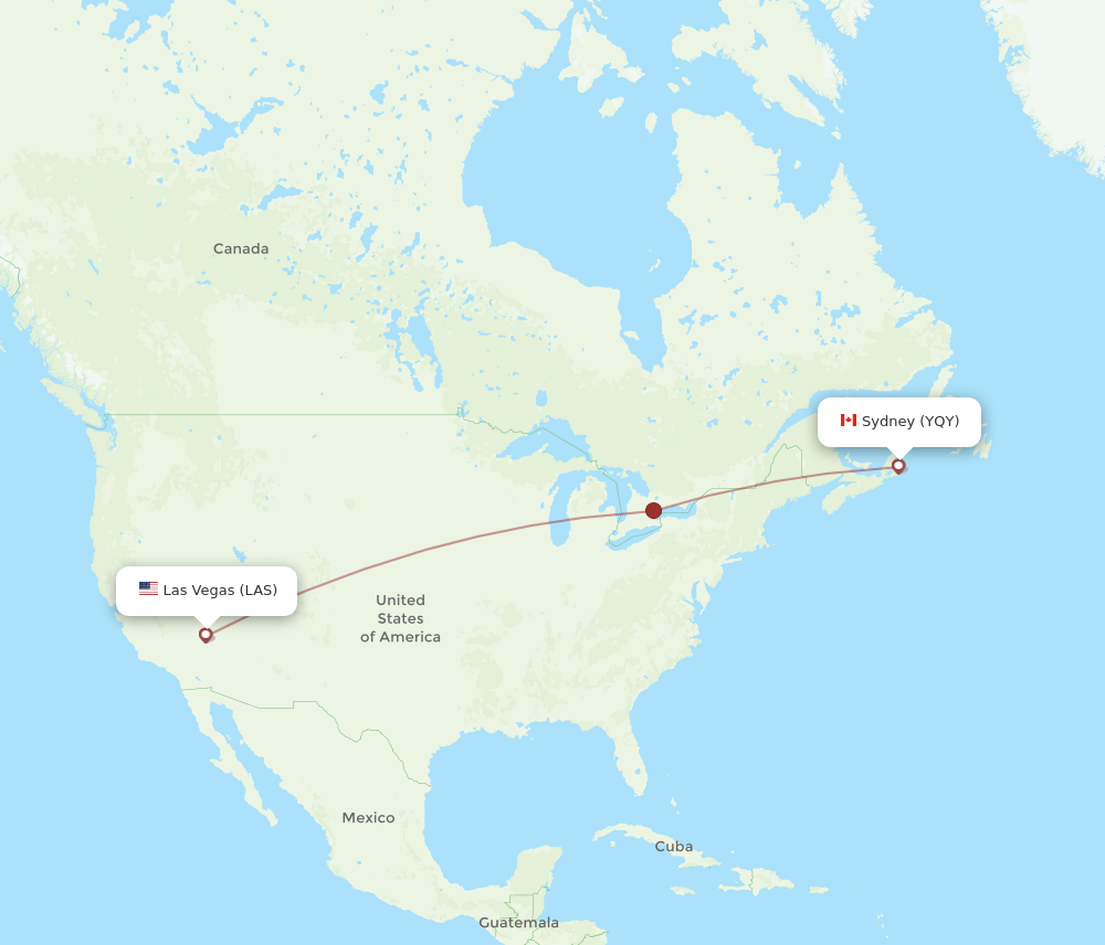 LAS to YQY flights and routes map