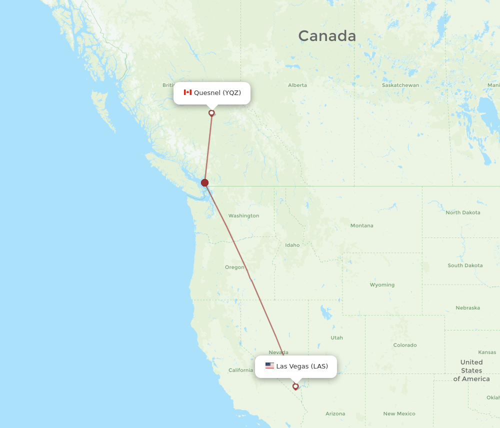 LAS-YQZ flight routes