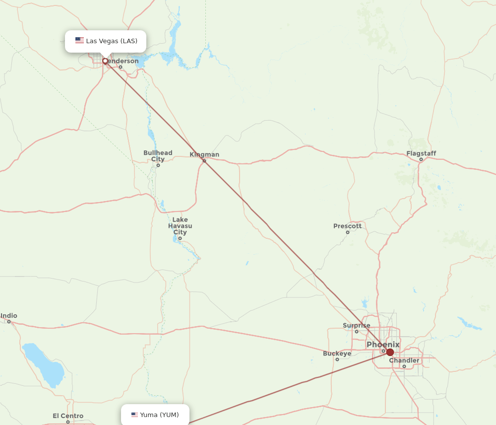 LAS-YUM flight routes