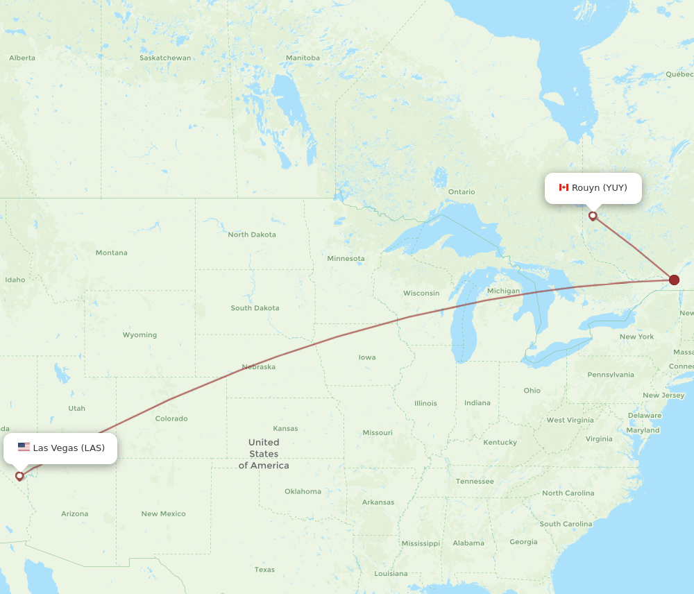LAS to YUY flights and routes map