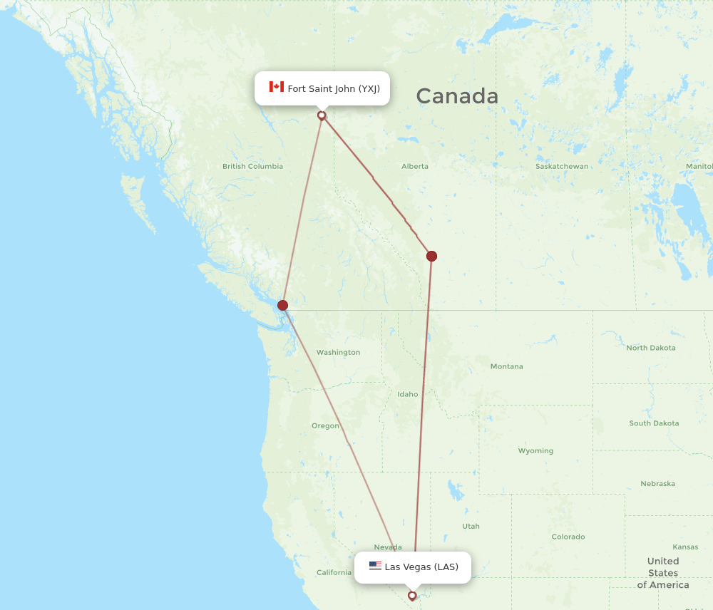 LAS to YXJ flights and routes map
