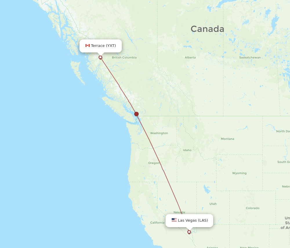 LAS-YXT flight routes