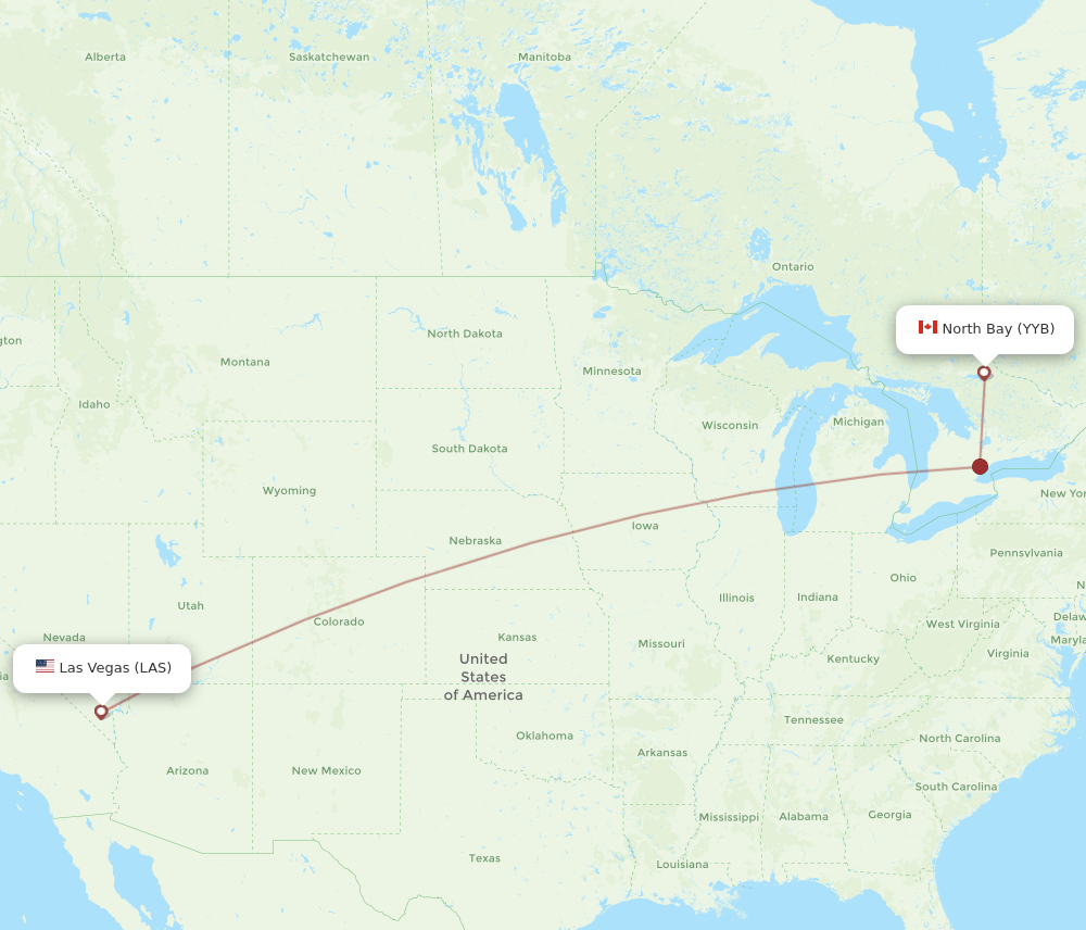 LAS-YYB flight routes