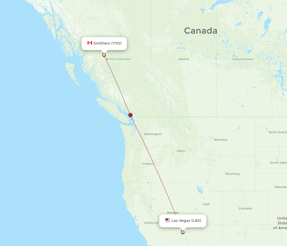 LAS-YYD flight routes