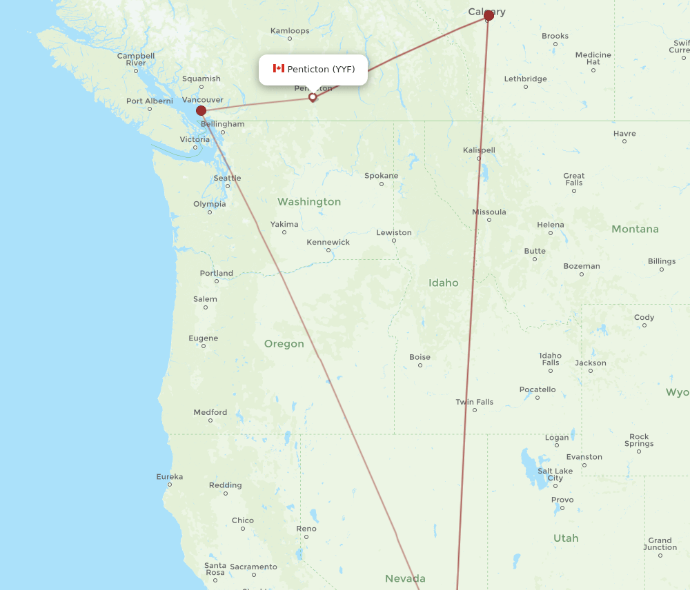 YYF to LAS flights and routes map