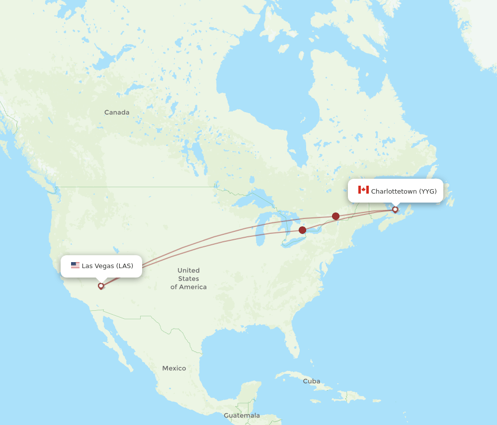 LAS-YYG flight routes
