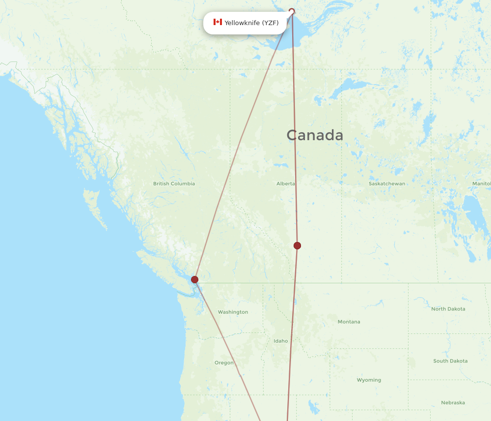 YZF to LAS flights and routes map