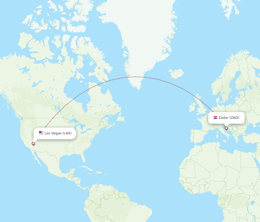 LAS-ZAD flight routes