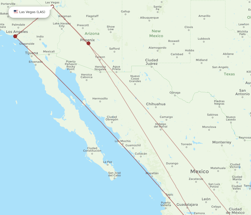 LAS-ZIH flight routes
