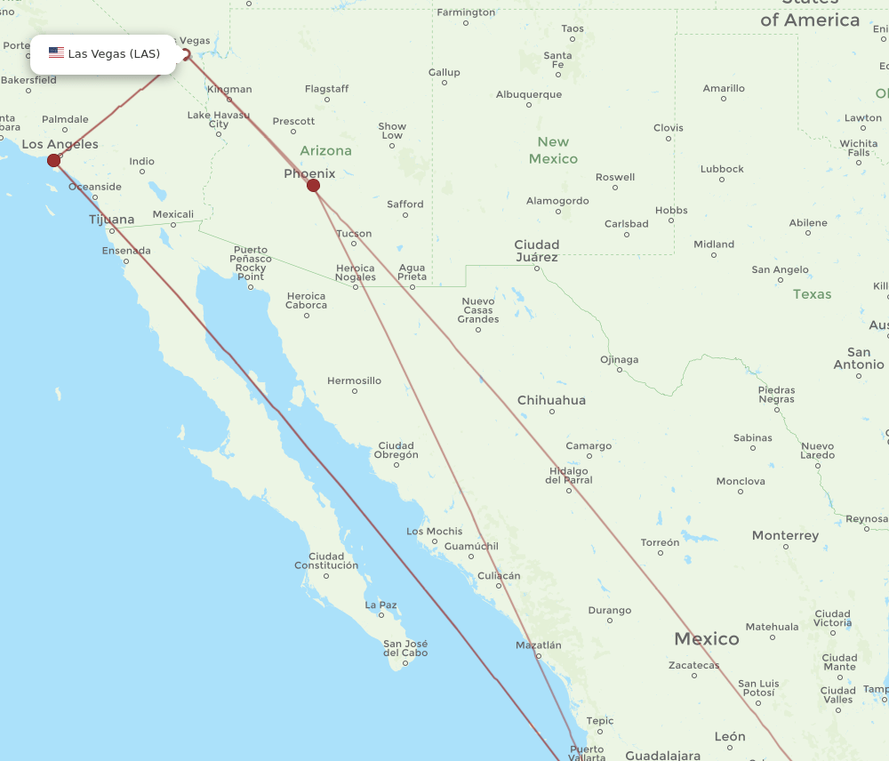 LAS-ZLO flight routes