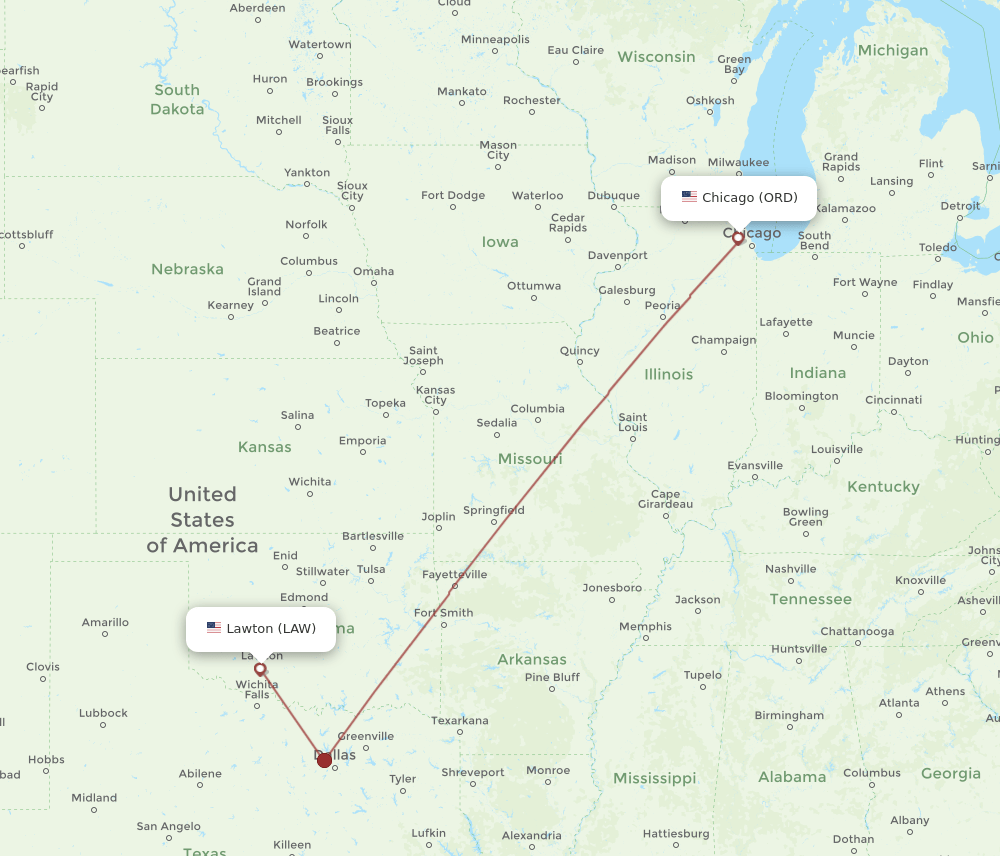 LAW-ORD flight routes