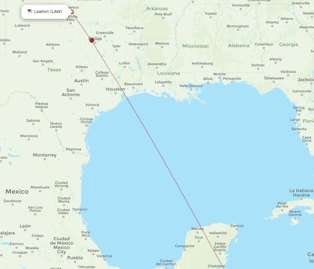 LAW to RTB flights and routes map