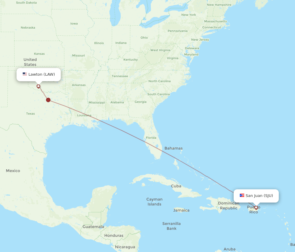 LAW-SJU flight routes
