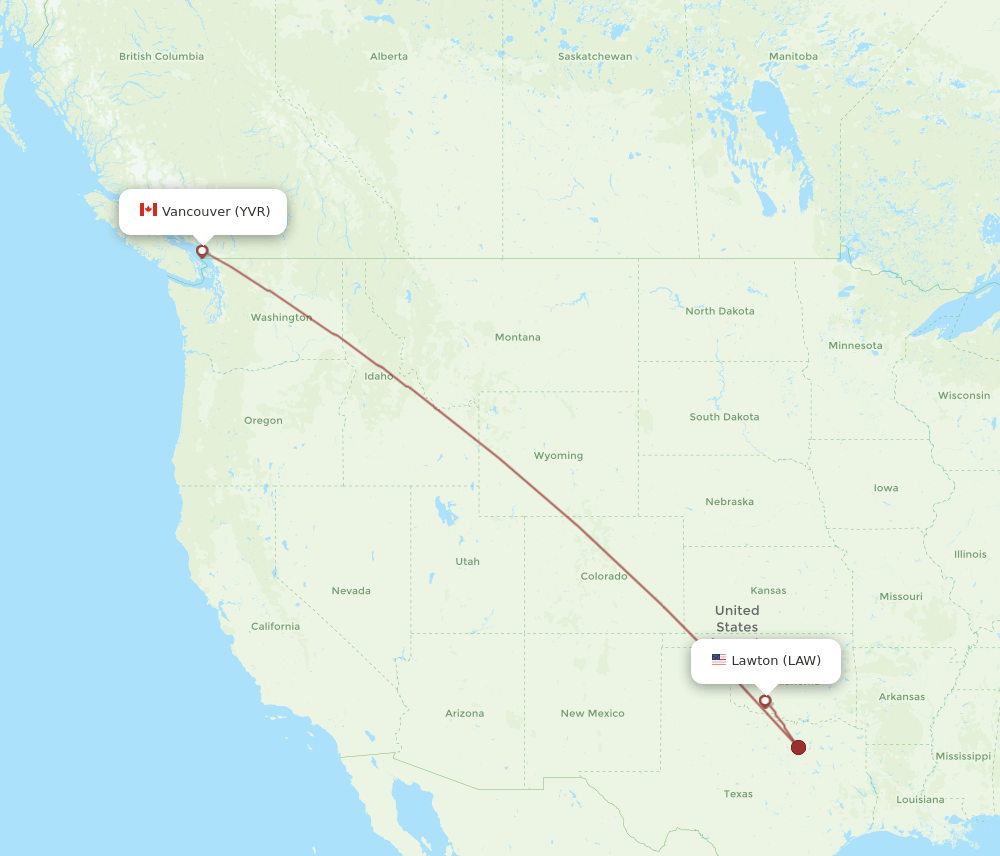 LAW-YVR flight routes