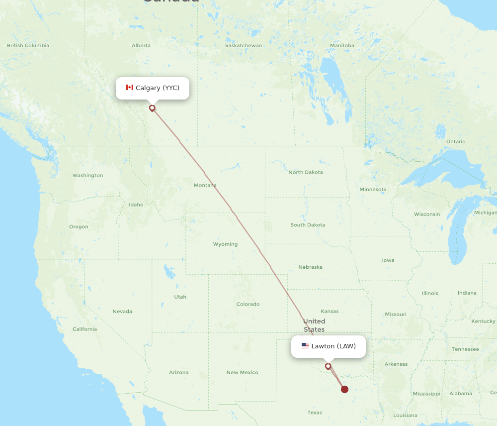 LAW-YYC flight routes
