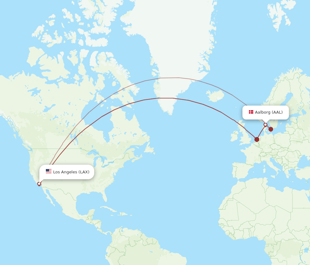LAX-AAL flight routes