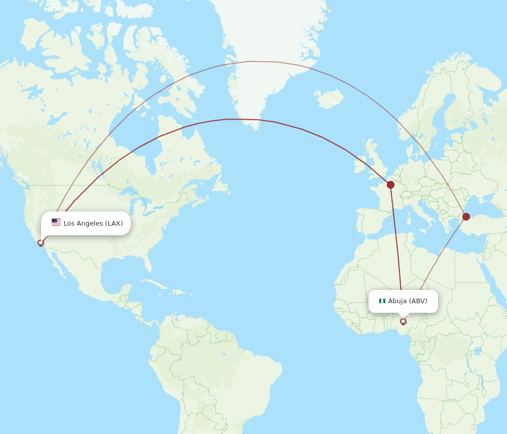 LAX-ABV flight routes