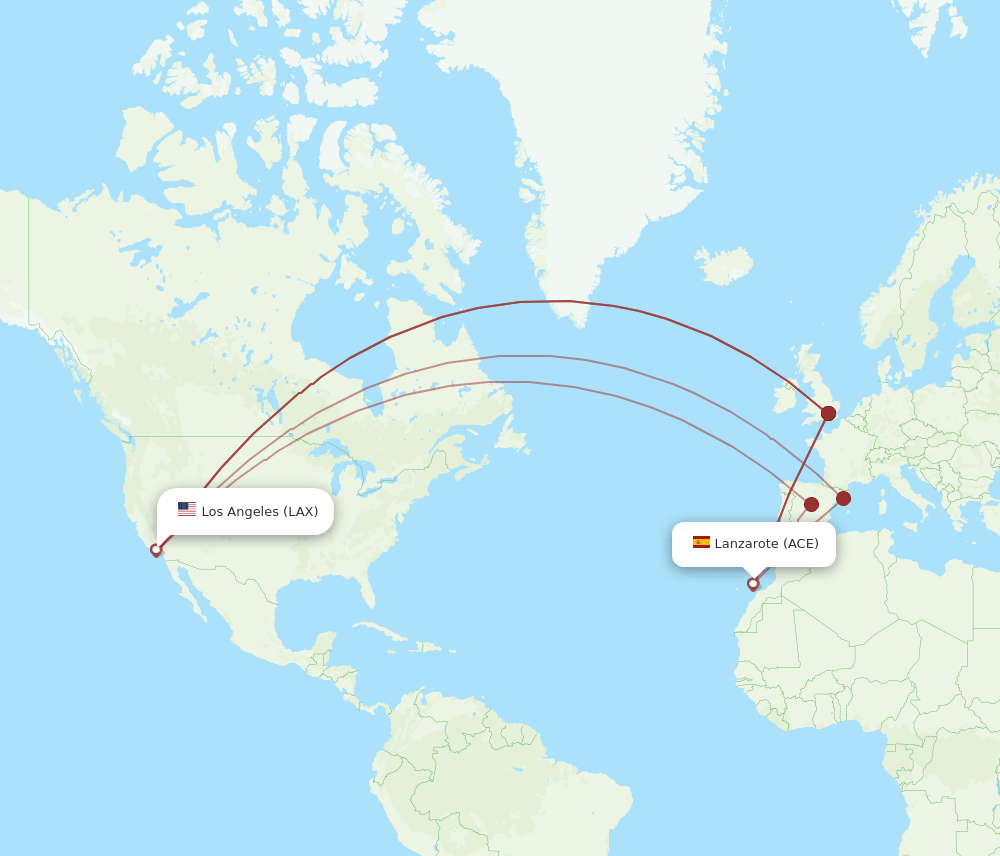 LAX-ACE flight routes