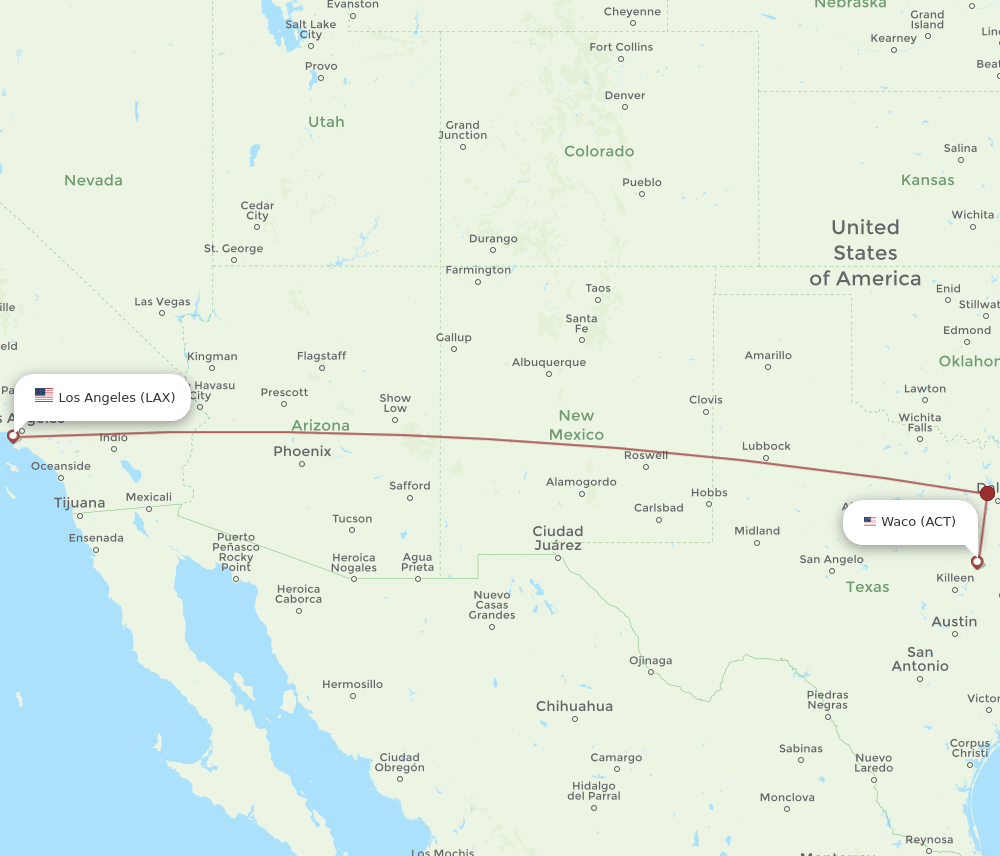 LAX-ACT flight routes