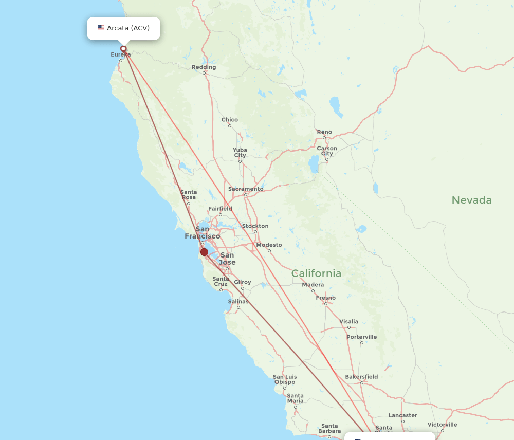 LAX-ACV flight routes