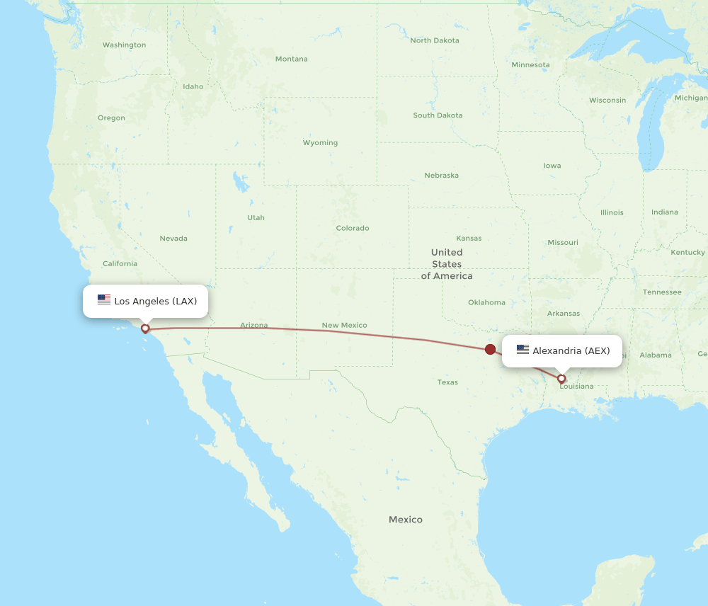 LAX-AEX flight routes
