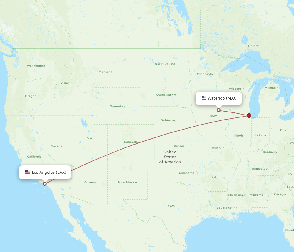 LAX to ALO flights and routes map