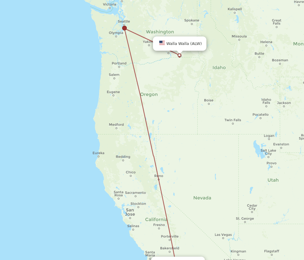 LAX-ALW flight routes