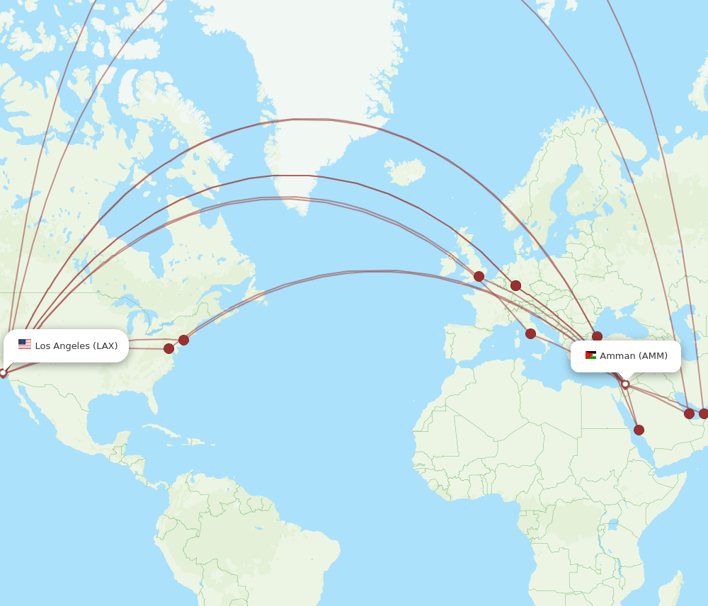 LAX-AMM flight routes