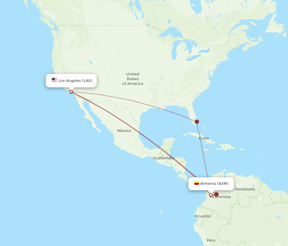 LAX-AXM flight routes