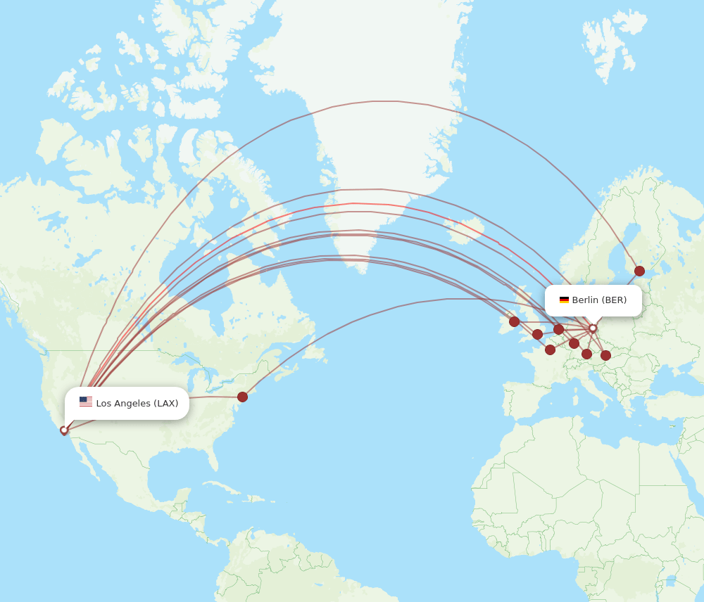 LAX-BER flight routes